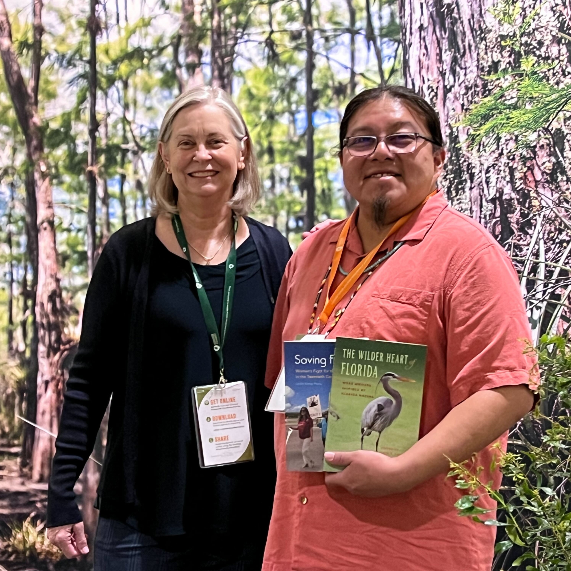 Leslie K. Poole, coeditor of The Wilder Heart of Florida: More Writers Inspired by Florida Nature, and Reverend Houston Cypress at the Florida Wildlife Corridor Summit