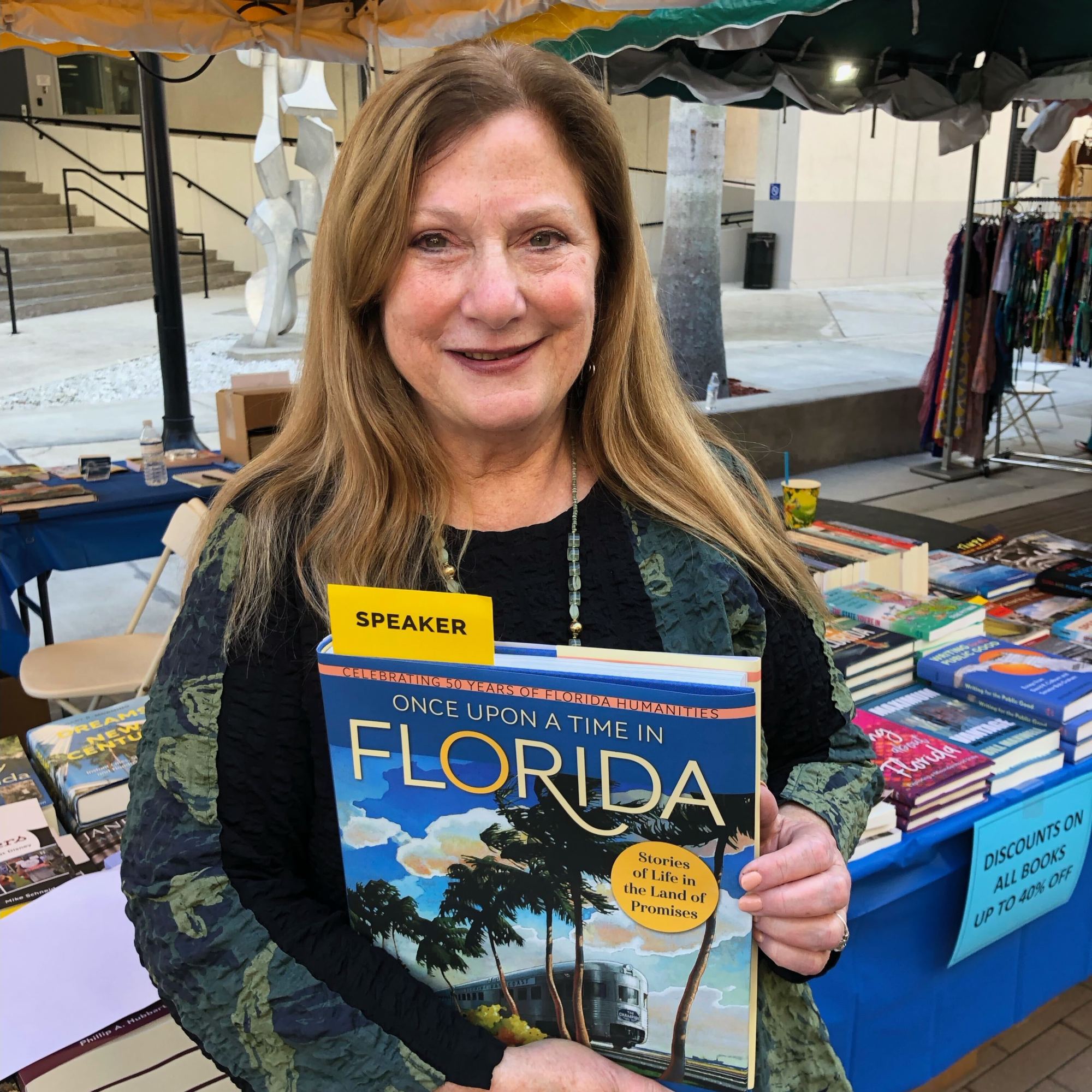 Jacki Levine, editor of Once Upon a Time in Florida: Stories of Life in the Land of Promises (distributed on behalf of Florida Humanities), at the Miami Book Fair